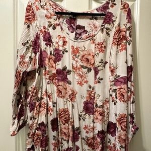 Cream and pink floral top